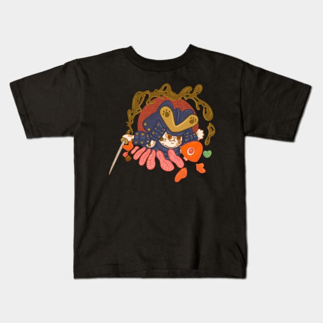 Neko Samurai Kids T-Shirt by Fluffymafi